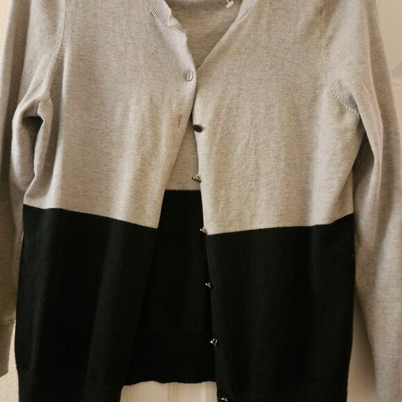 Banana Republic Fall Button black silk cotton Grey Fall cardigan Colorblock  S - Picture 7 of 10